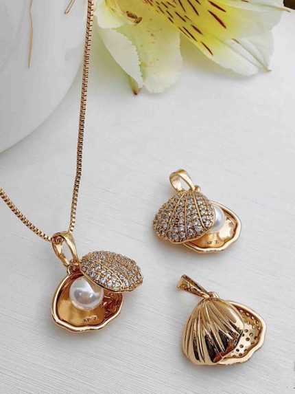 پلاک تک گردنبند صدف مرواریدی برند ژوپینگ