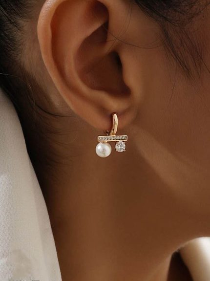 گوشواره حلقه ای مرواریدT برند ژوپینگ