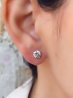 گوشواره میخی نگین سفید برند ژوپینگ