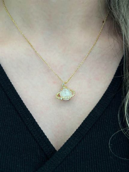 گردنبند زنانه زحل طلایی سفید