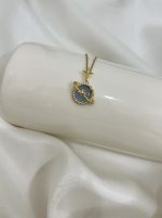 گردنبند زنانه زحل طلایی آبی