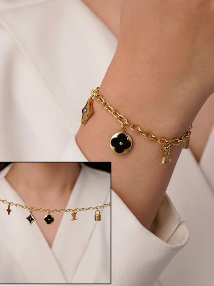 دستبند زنانه استیل لویی ویتون مشکی