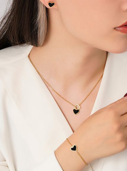 نیمست استیل قلب مشکی برند YSX