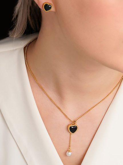 نیمست زنانه استیل قلبی مشکی