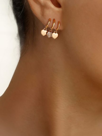 گوشواره میخی سه حلقه قلب برند YSX