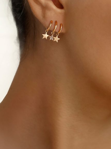 گوشواره میخی سه حلقه ستاره برند YSX