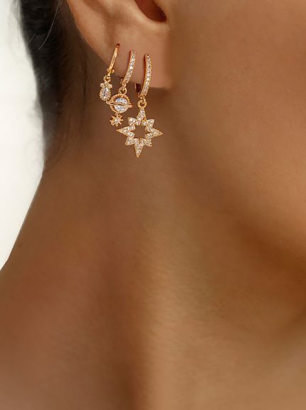 گوشواره حلقه ای سه تایی نور برند YSX