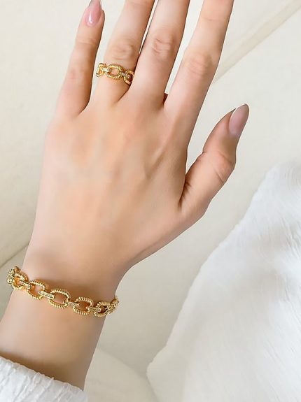 ست دستبند و انگشتر جواهری کاملیا برند ysx