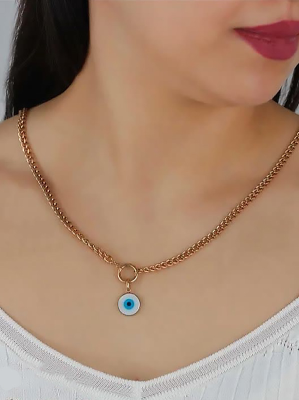 گردنبند زنانه چشم و نظر رزگلد استیل گردنبند زنانه چشم و نظر رزگلد استیل