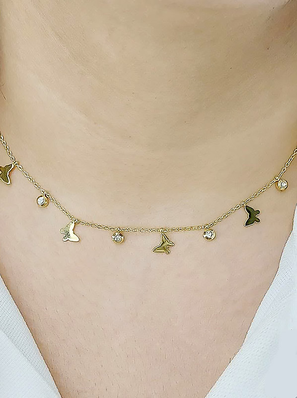 گردنبند زنانه پروانه آویز استیل گردنبند زنانه پروانه آویز استیل