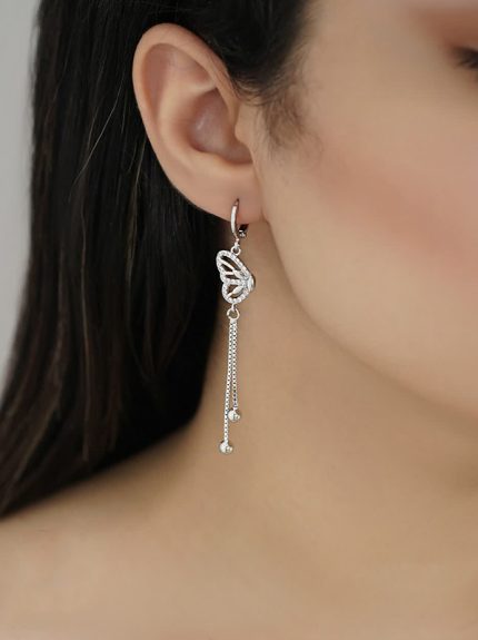 گوشواره حلقه ای آویز پروانک برند ysx